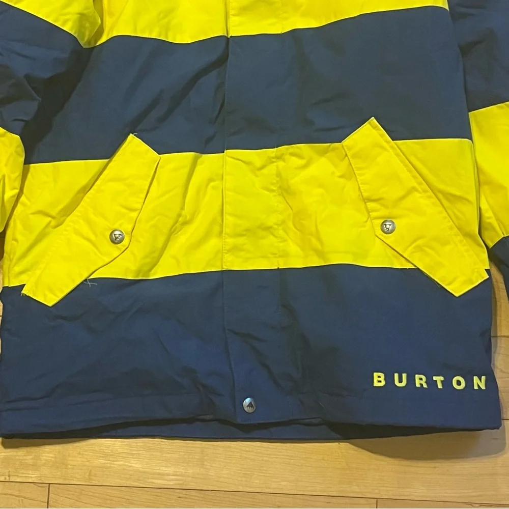 Burton Kids Yellow Navy Blue Striped Ski Snowboard Coat large Chittagong Dryride